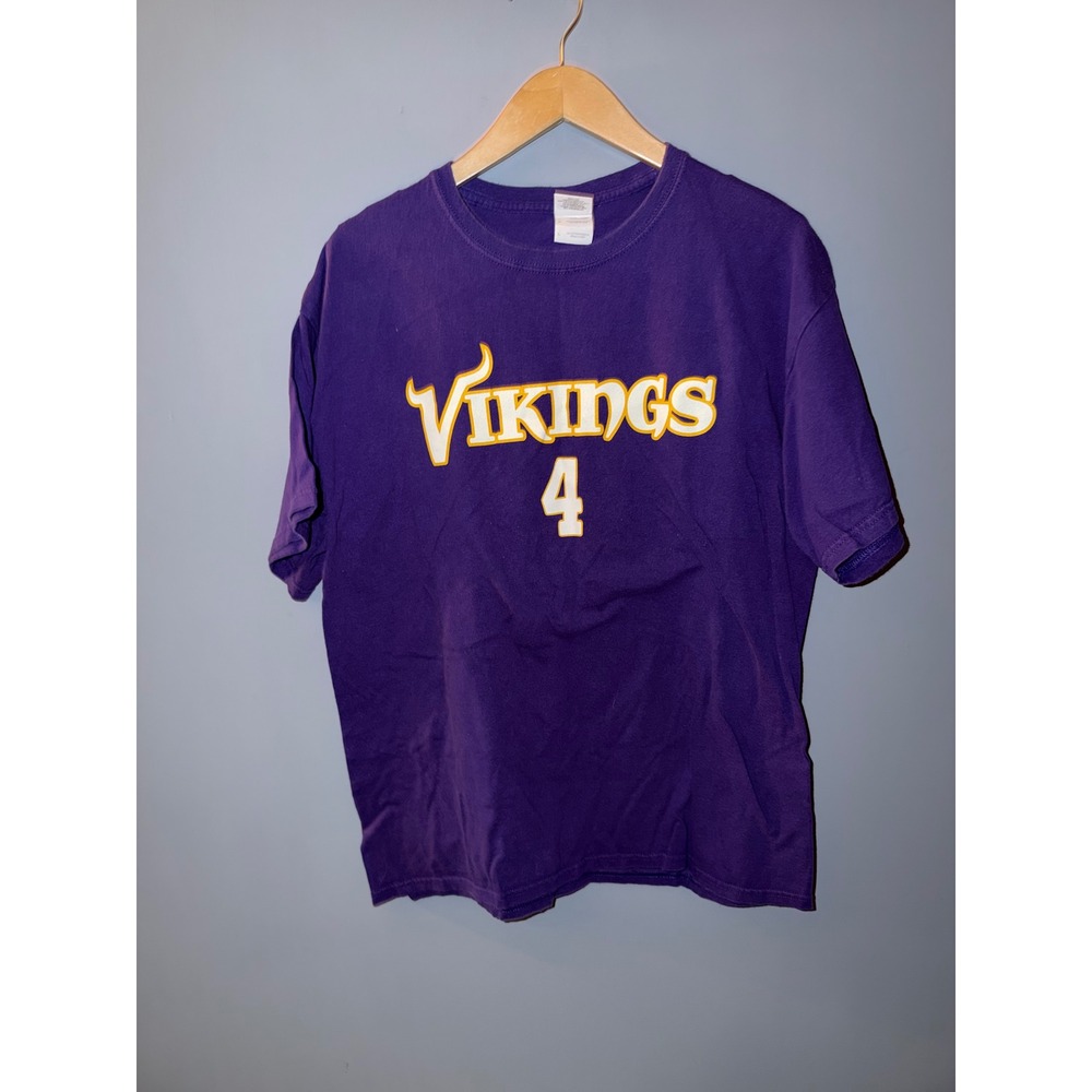 Gildan Minnesota Vikings Brett Favre 4 Purple T-Shirt‎ Mens Large NFL Football